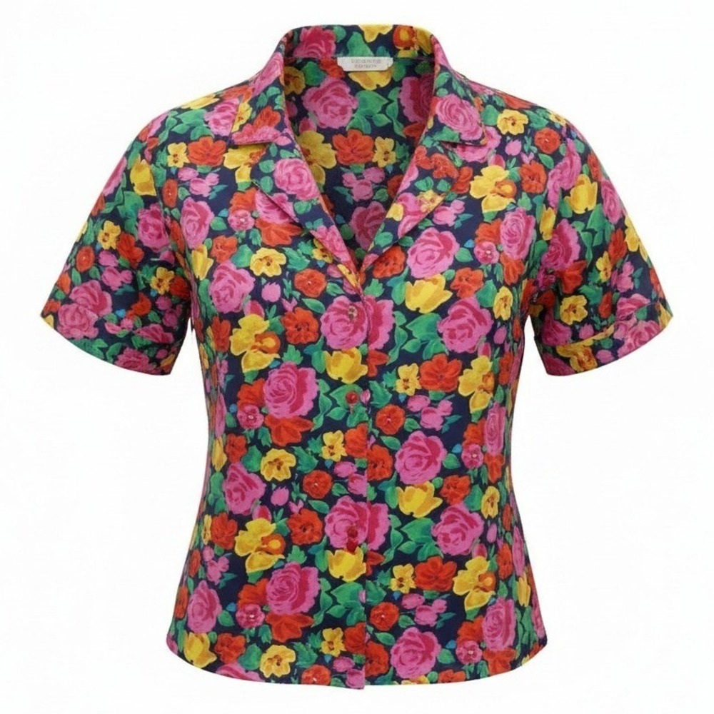 Victoria's Secret Pajama Top Womens L Large Multicolor Vintage Gold Label Floral